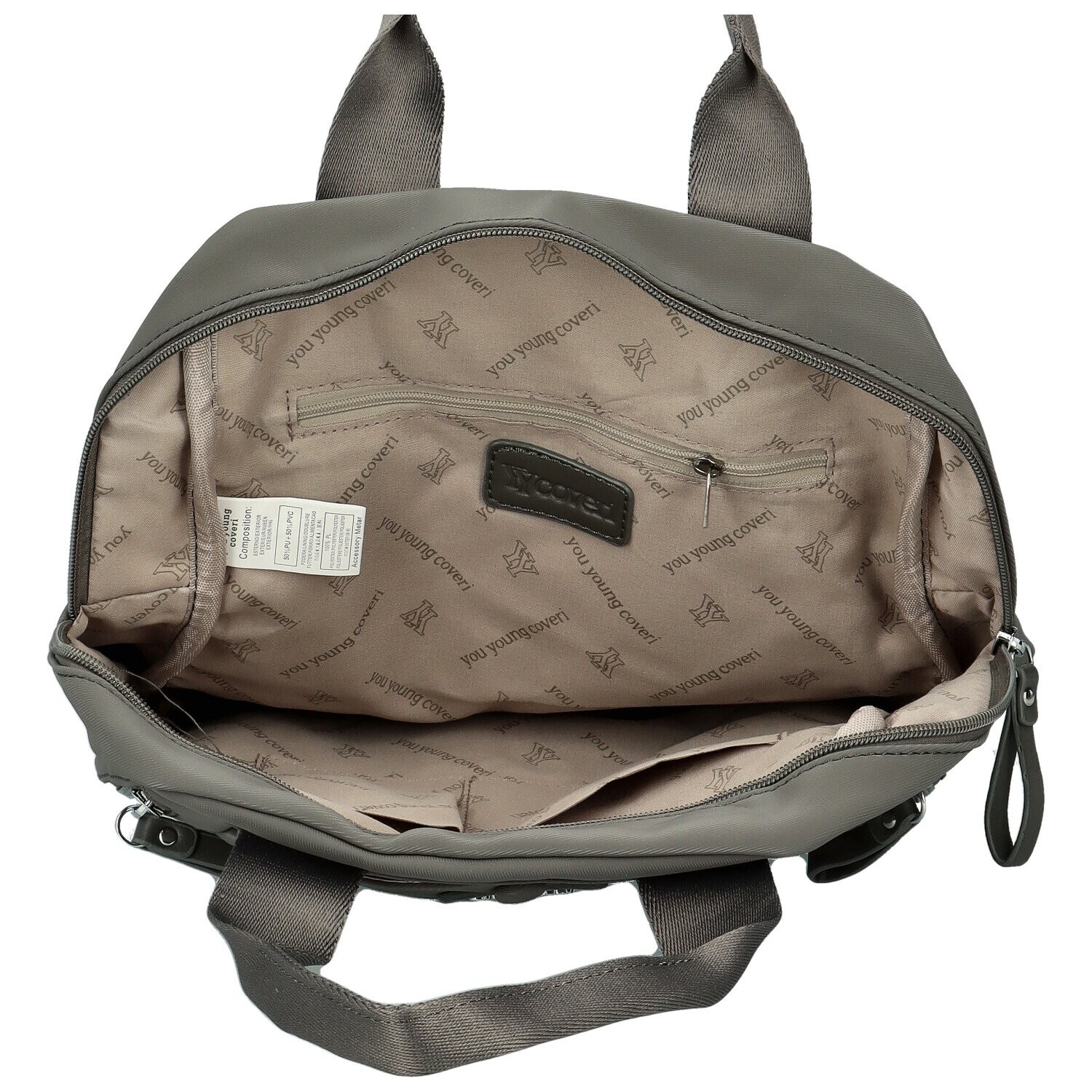 Trendy dámský textilní batoh Coveri Tyril, šedý