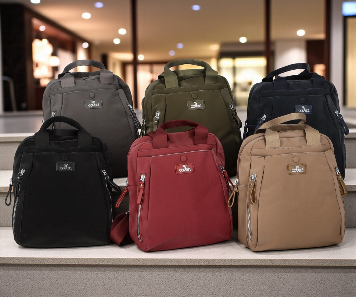 Trendy dámský textilní batoh Coveri Tyril, béžový