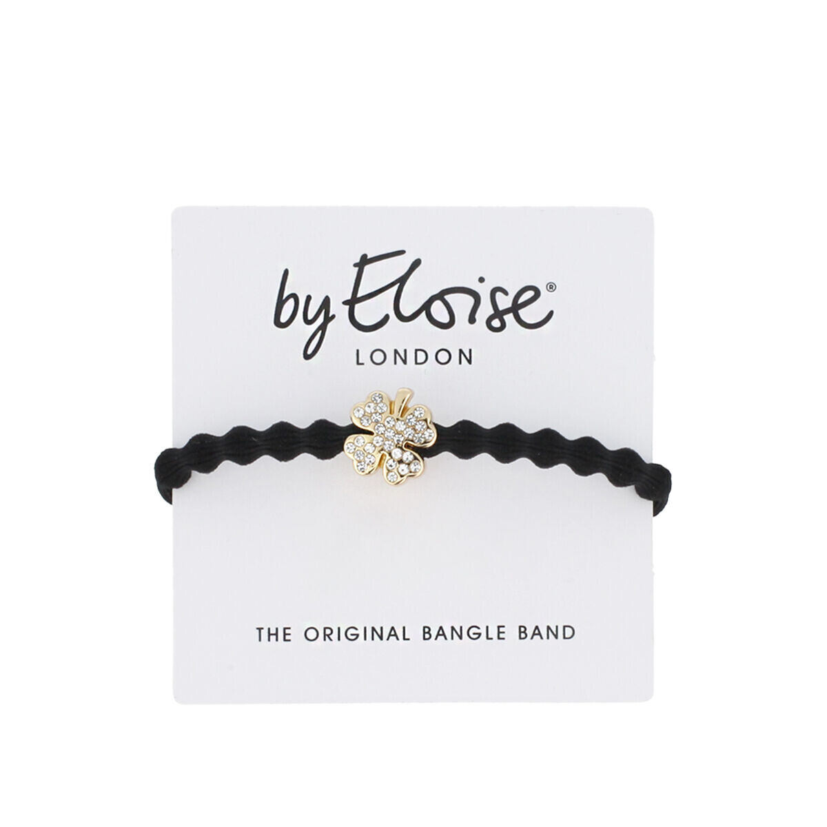 By Eloise London Bling Charms Gold Diamanté Clover Leaf náramek / gumička do vlasů odstín black pro ženy