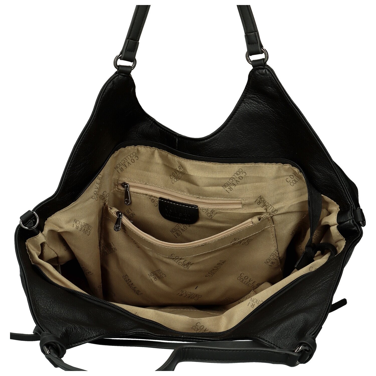 Módní dámská koženková kabelka na rameno Coveri Kayra, černá