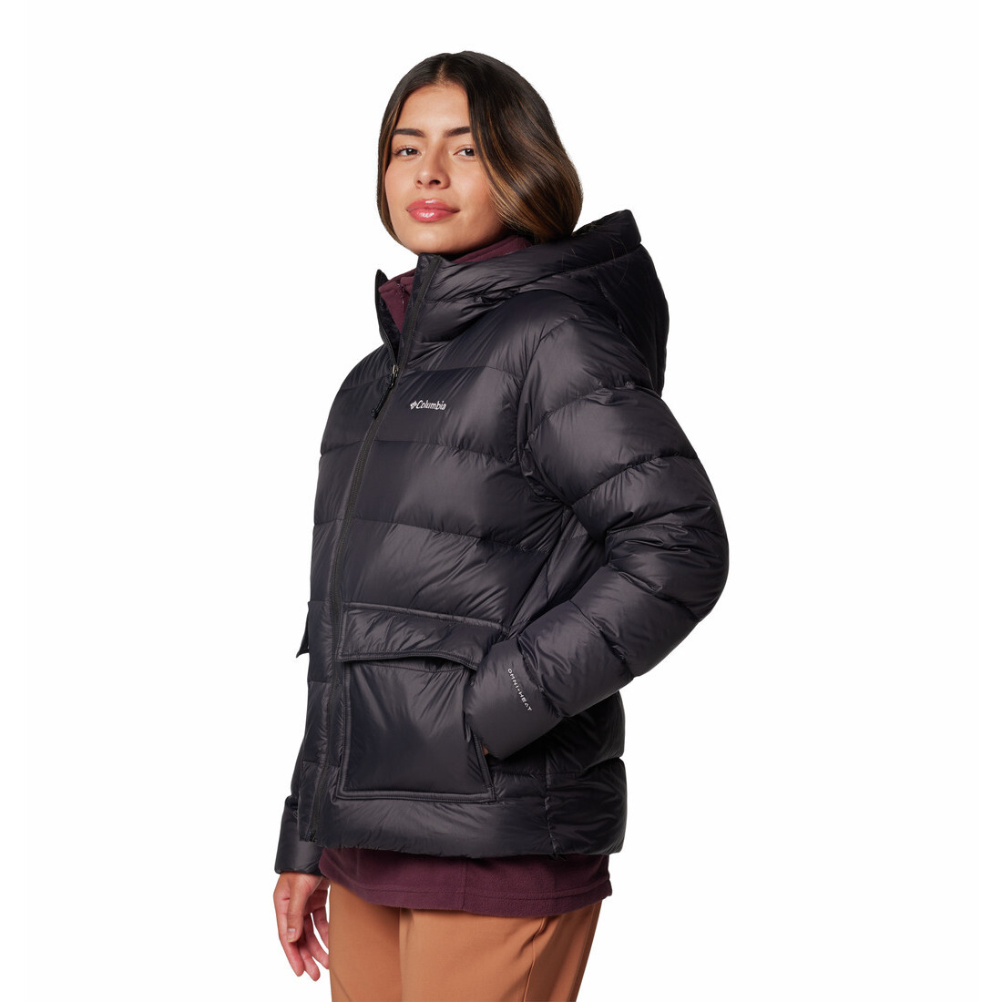 Dámská zimní bunda Columbia Harmony Falls™ Hooded Down Jacket Velikost: S / Barva: černá