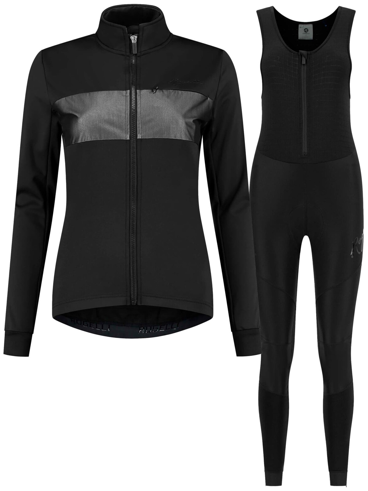 Silně hřejivá dámská zimní cyklosada Rogelli ATTQ DEEP WINTER s reflexními panely, černá