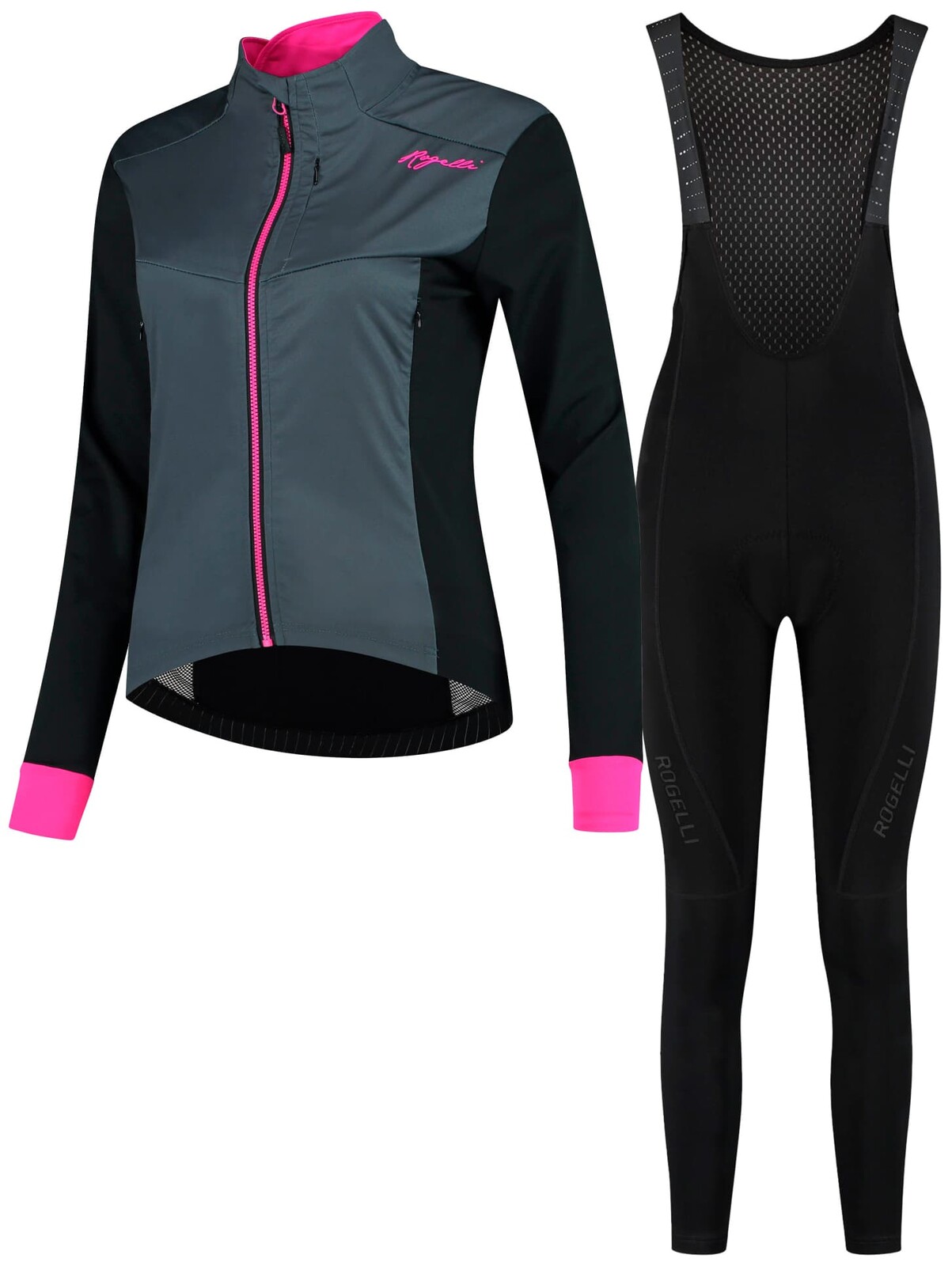 Dámské cyklooblečení Rogelli CONTENTA ESSENTIAL II jarní/podzimní, šedo-růžové