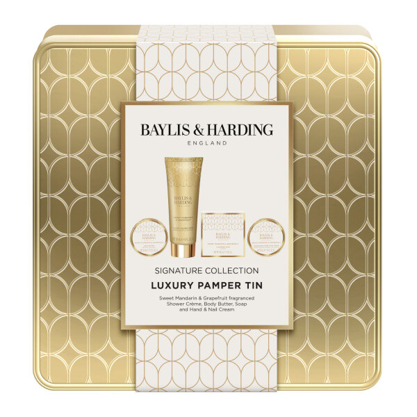 Baylis & Harding Luxury Pamper Tin Gift Set dárková sada produktů péče o tělo v plechové dóze  4 ks