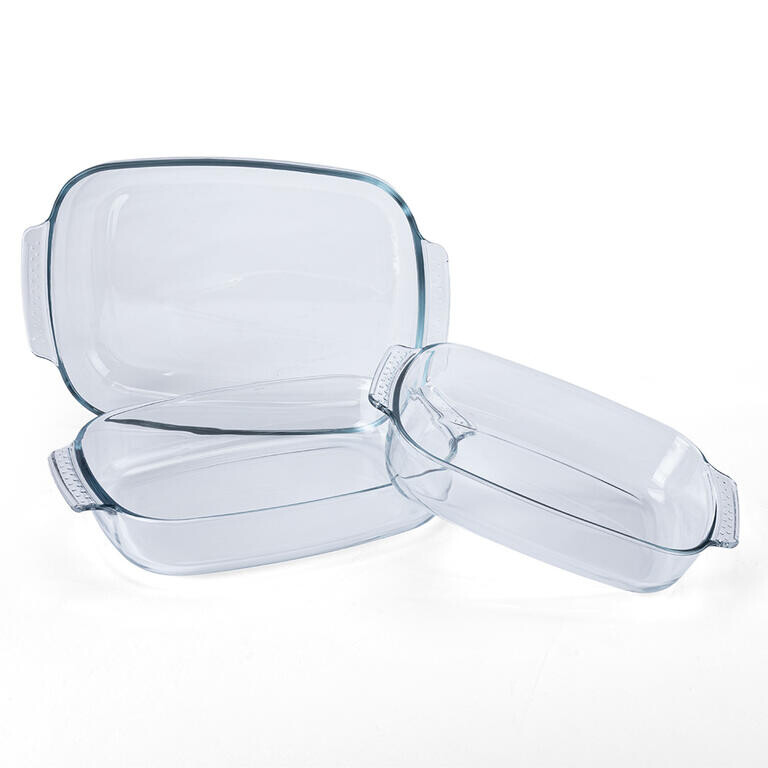 Sada 3 ks skleněných zapékacích misek