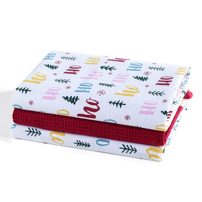 Sada bavlněných utěrek HO HO STROMEČKY 40 x 70 cm 3 ks