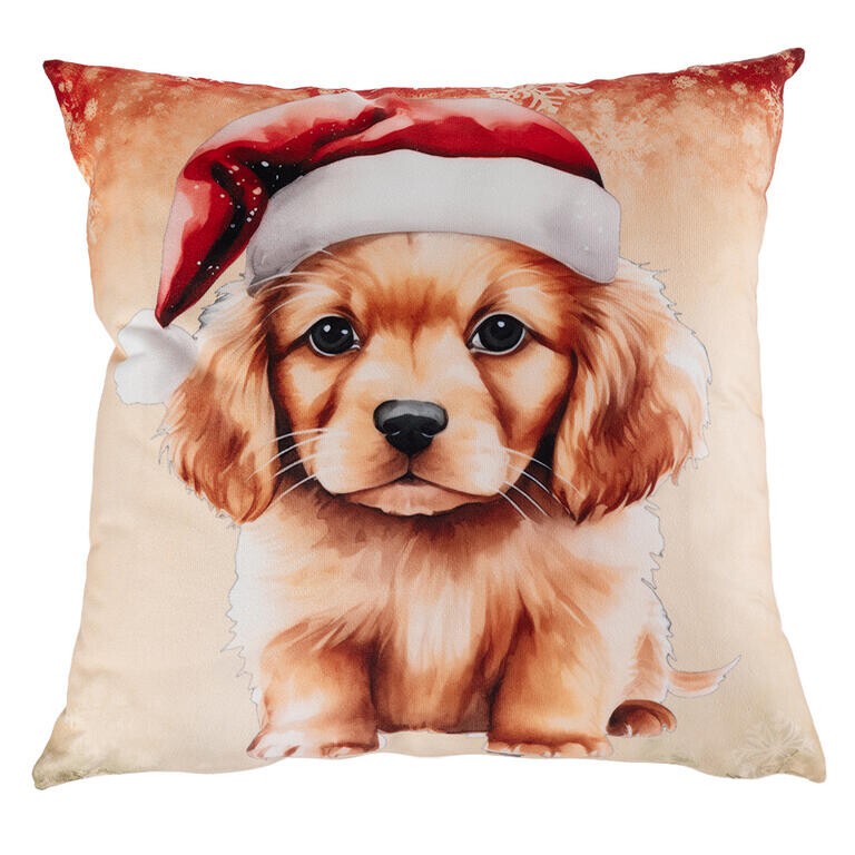 Povlak na polštářek ŠTĚNĚ S VÁNOČNÍ ČEPICÍ 40 x 40 cm