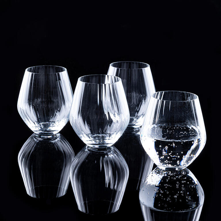 Sada 4 ks křišťálových sklenic s jemnou vlnkou 400 ml