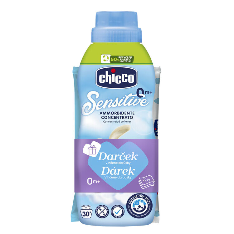 CHICCO Aviváž koncentrovaná Sladký Pudr 750ml + vlhčené ubrousky 72 ks zdarma