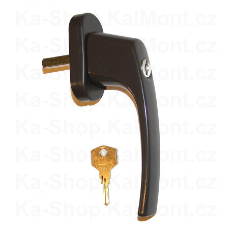 Klika zamykací Dual-Guard pro okno a balkon, hnědá, 4 polohy, 7 x 35 mm, 1klíč