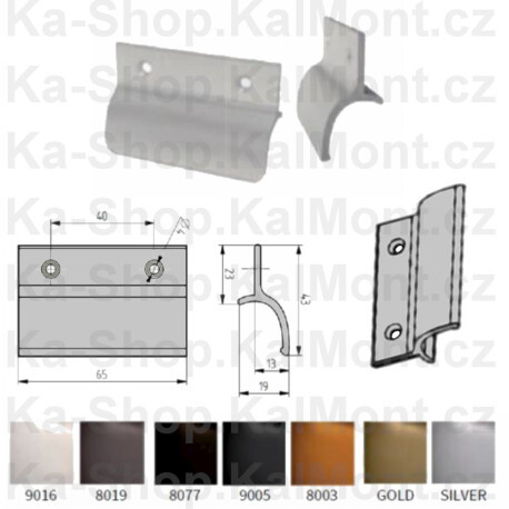 Madlo na balkonové plastové a dřevěné dveře, hliník, protiskluzový lem, opěrná hrana, Barva Bílá