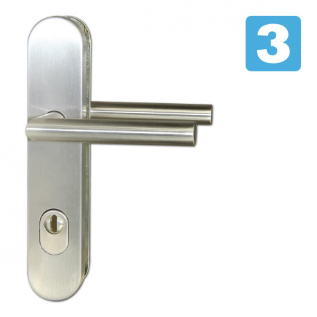 Bezpečnostní kování klika-klika se zakrytím vložky, nerez, SB 5211, PZ 92, BT3