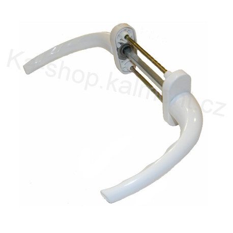 Balkonová oboustranná klika, bílá, síla dveří do 92 mm, 3 polohy, čtyřhran 7 mm