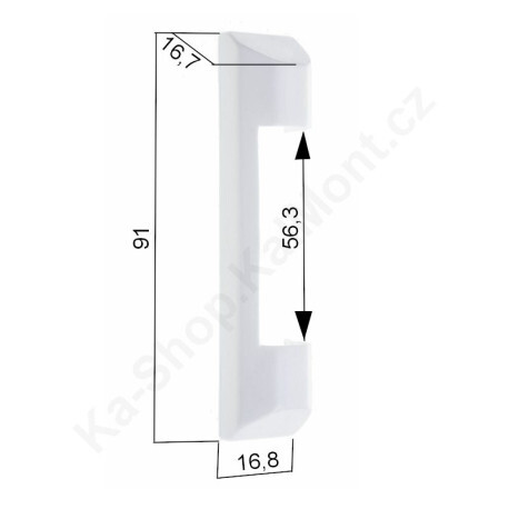 Krytka pantu Winkhaus na plastové okno a balkon, horní rámová, zkosená, Barva Bílá
