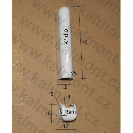 Krytka pantu G-U na plastové okno a balkon, dolní kompletní bílá
