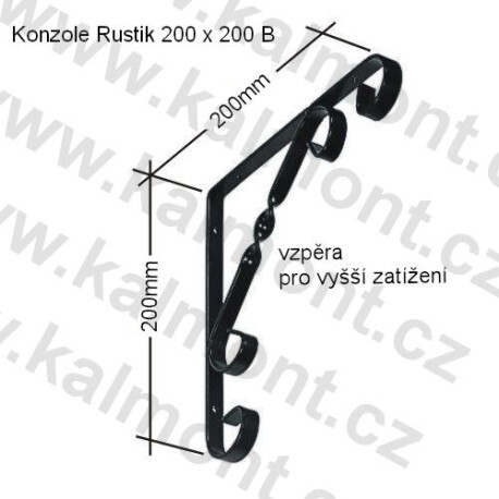 Konzole 200 x 200 x 13 mm Rustik černá