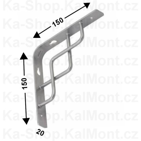 Konzole 150 x 150 mm šedá s dekorativní vzpěrou