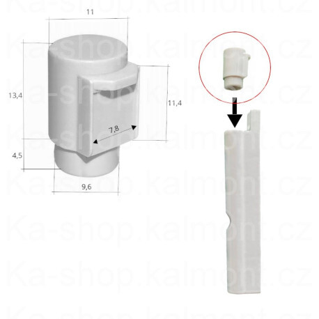Krytka pantu Winkhaus na okno a balkon, dolní křídlová bílá zátka