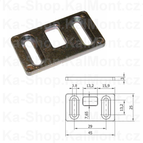 Protiplech zástrče na dvoukřídlé dveře, univerzální, S 3012 45 x 25 x 3 mm, posuvný