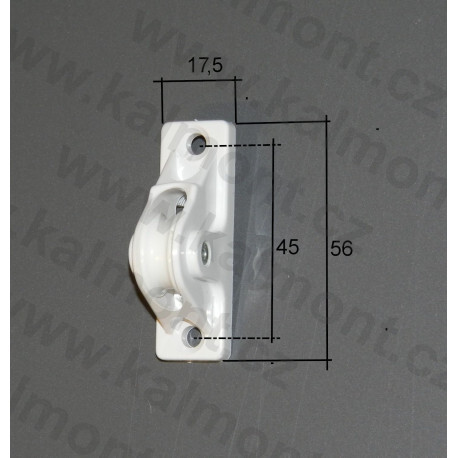 Kladka PVC pro ovládací šňůru předokenní venkovní rolety, 56 x 17,5 mm, Barva Bílá