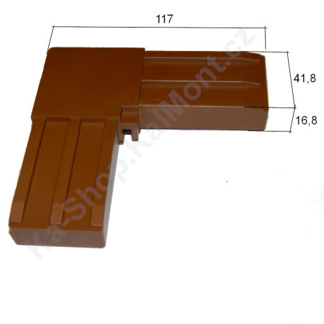 Roh spojovací z PVC pro dveřní síť proti hmyzu s profilem 50 x 20 mm, zlatý dub