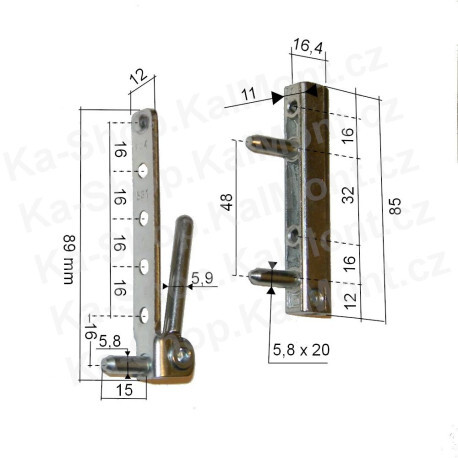 Pant Winkhaus AP dolní na plastové okno a balkonové dveře, mont. trny 5,8mm, 100kg, Barva Bílá