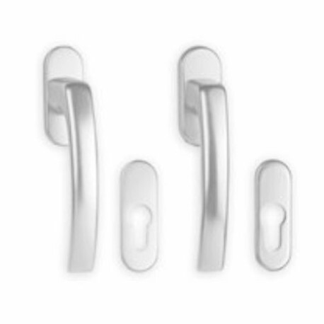 Balkonová oboustranná klika s rozetou, stříbrná F2, 4 polohy, čtyřhran 7 x 150 mm, síla dveří 40 - 90 mm