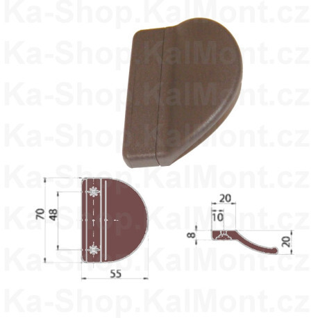 Madlo na balkonové plastové a dřevěné dveře, hnědé, půlkulaté, tvrzený plast