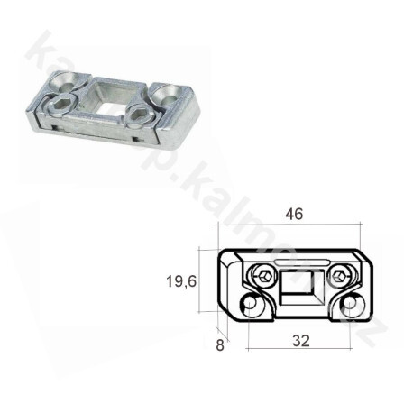 Protiplech zástrče 46 x 20 mm, hladký, nastavitelný přítlak