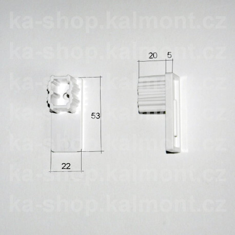 Ukončení PVC vodící lišty 53 x 22 pro předokenní roletu - bílý