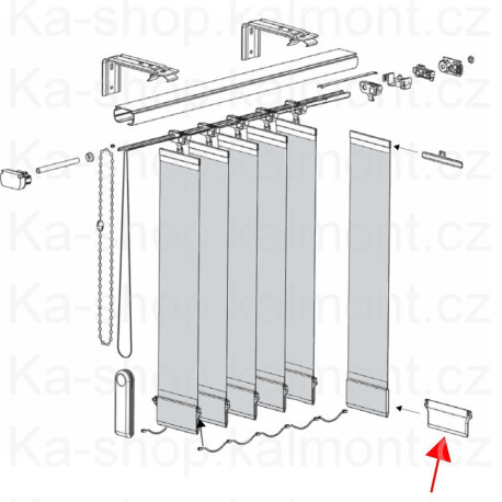 Závaží vertikální žaluzie pro lamely široké 127 mm, bílé