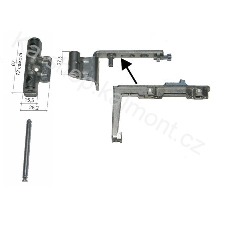 Pant Roto NT horní na dřevěné otevírací okno a balkonové dveře, drážka 16 mm, 12-20-13, Provedení Levý