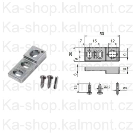 Protiplech zástrče Fapim 50 x 20 mm na dveře, horní montáž