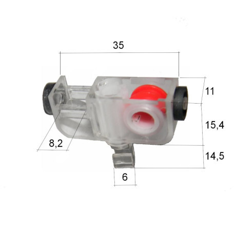Jezdec s otočným háčkem pro zavěšení lamely vertikální žaluzie, pro kovovou distanc
