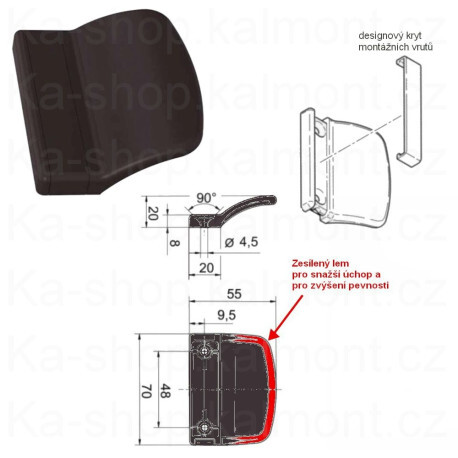 Madlo na balkonové plastové a dřevěné dveře, hnědé, tvrzený plast