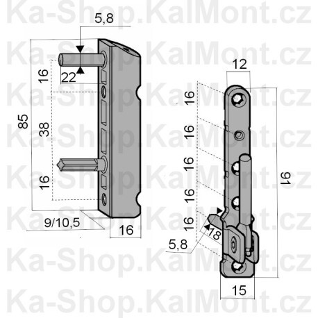 Pant Roto NT dolní na plastové okno a balkonové dveře, 3D seřízení, trny 5,8 mm, 100kg
