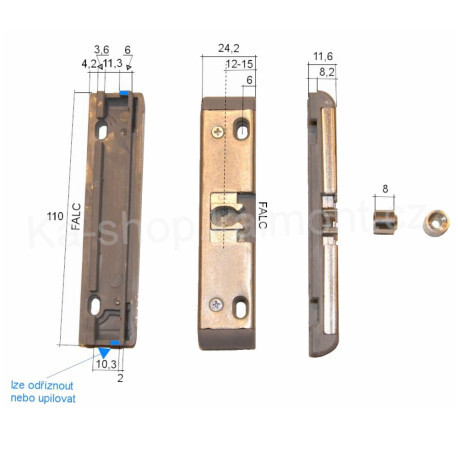 Balkonová západka s protikusem na plastové dveře - UNI-13, osa 13mm