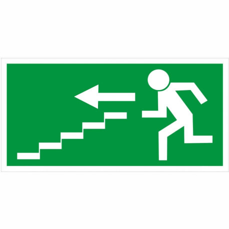 Bezpečnostní tabulka ÚNIKOVÉ SCHODIŠTĚ VLEVO DOLŮ, plast 212 x 123 mm