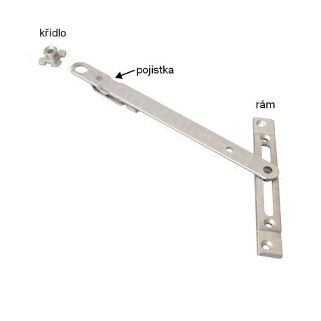 Pojistka vyklopení na plastové a dřevěné okno na kovací lištu