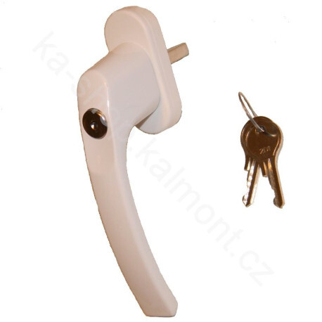 Zamykací klika na okno a balkonové dveře, bílá, čtyřhran 35 x 7 mm, 2 klíče, 3 polohy