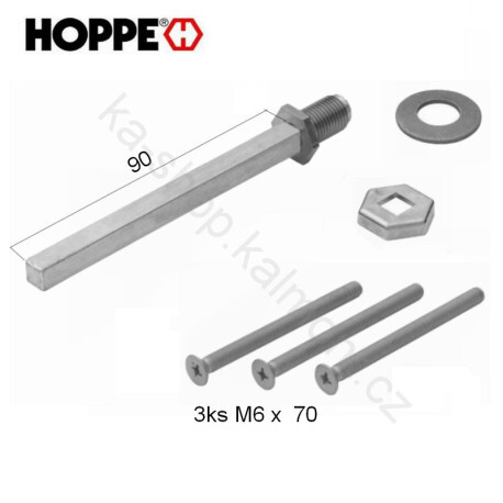 Montážní sada HOPPE pro klika - madlo, tl. dveří 57-62 mm, čtyřhran 90mm, 3ks šrouby M6x70