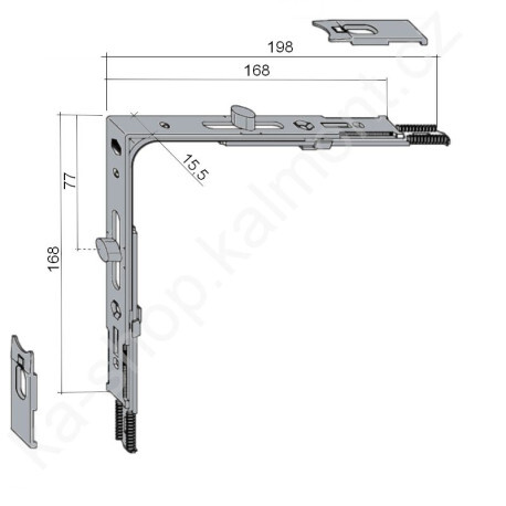 Rohový převod Maco Multi Trend, 2 excentrické čepy, 400-1650 se 2 montážními plíšky