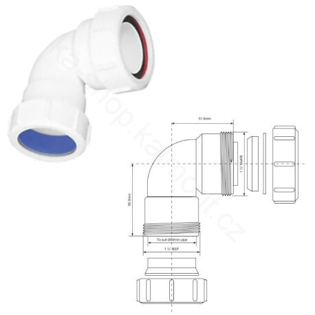 Koleno MT4-ISO 40 mm, 90° PP se šroubovacími rychlospojkami