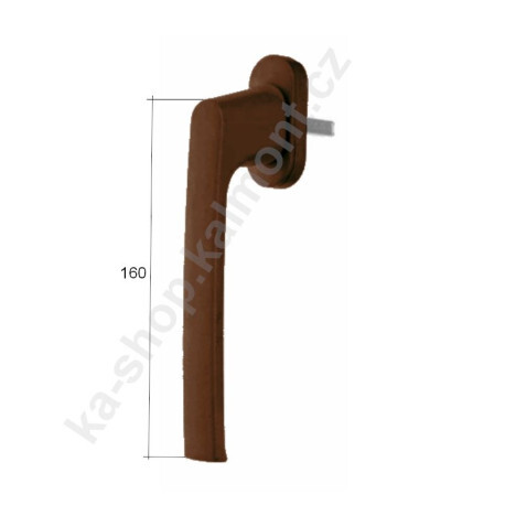 Klika dlouhá 160 mm na posuvné plastové a dřevěné dveře, PSK, SKB, hnědá, čtyřhran 7x45mm