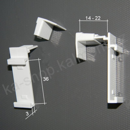 Držák látkové rolety na okno, falc 14-22 mm, pro profil 36x3 mm, bílý
