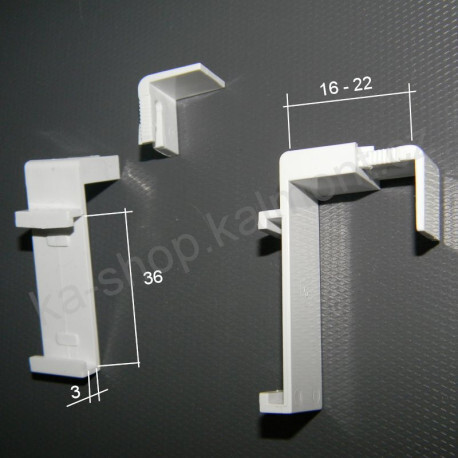 Držák látkové rolety na okno, falc 16-22 mm, pro profil 36x3 mm, bílý