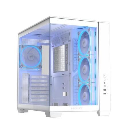 ASUS A32 PLUS WHITE ARGB TG skrinka ATX 4x ARGB fan bílá, 90DC00S3-B19000