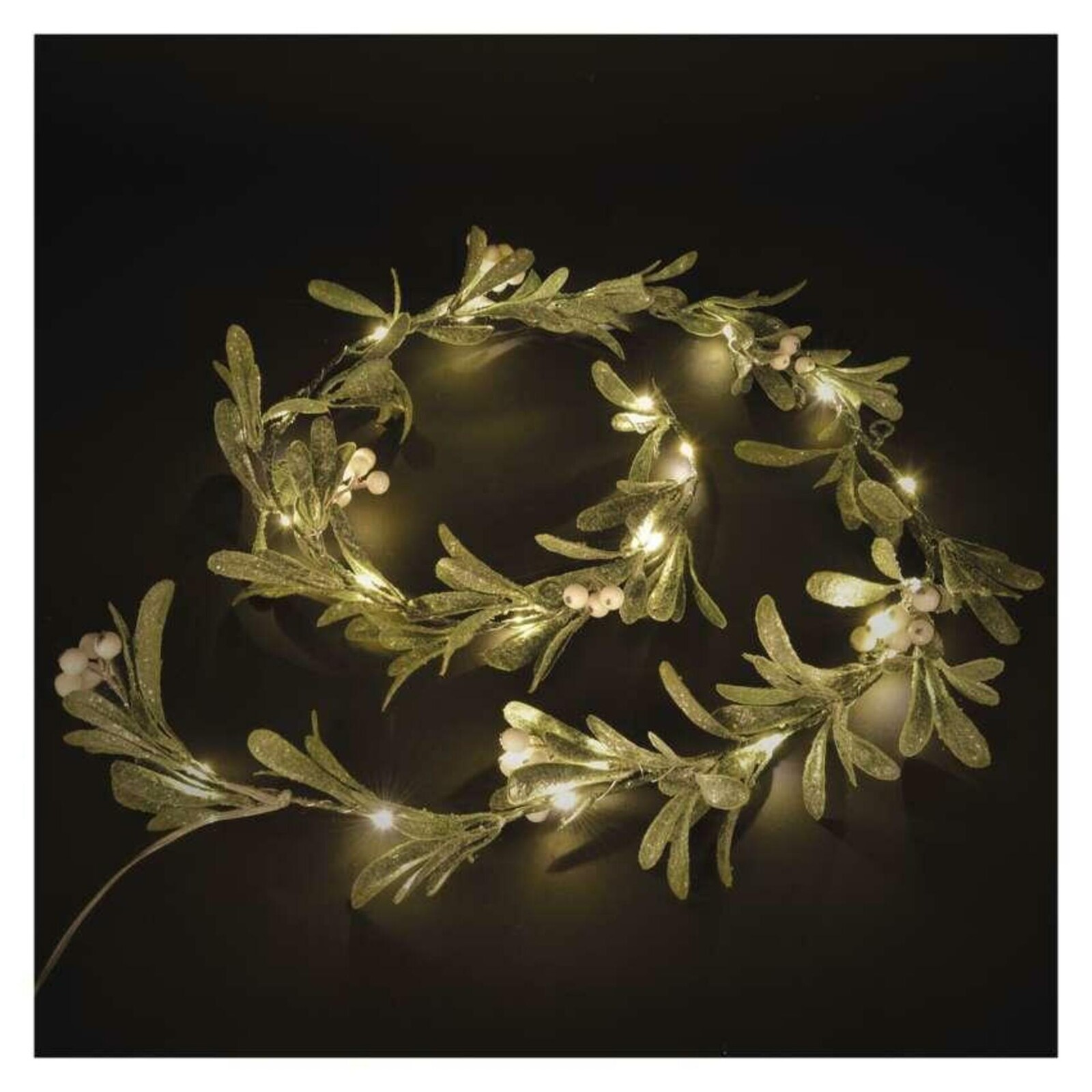 Emos LED vánoční girlanda - jmelí, 1,5 m, 3x AA, vnitřní, teplá bílá, časovač DCTW27