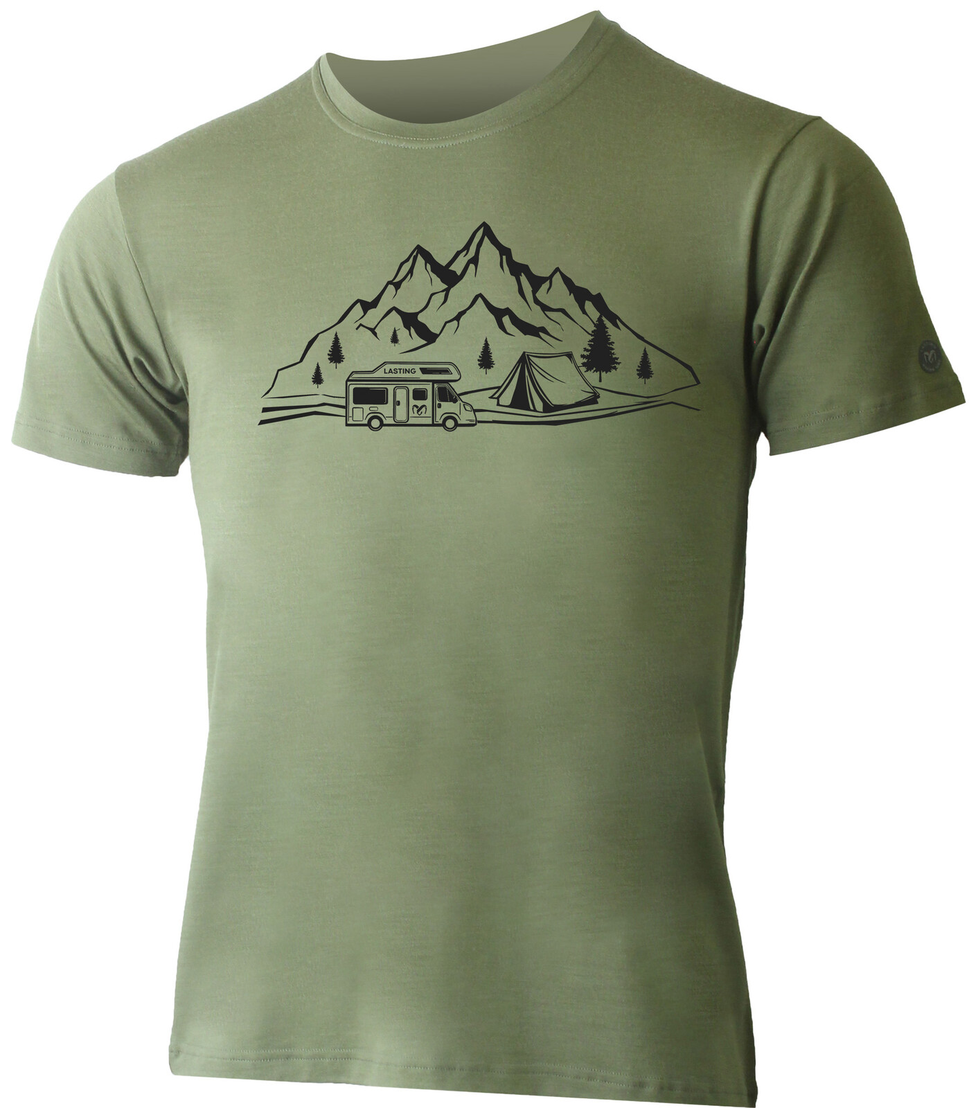 Lasting pánské merino triko s tiskem ALBI 6010 zelené Velikost: L