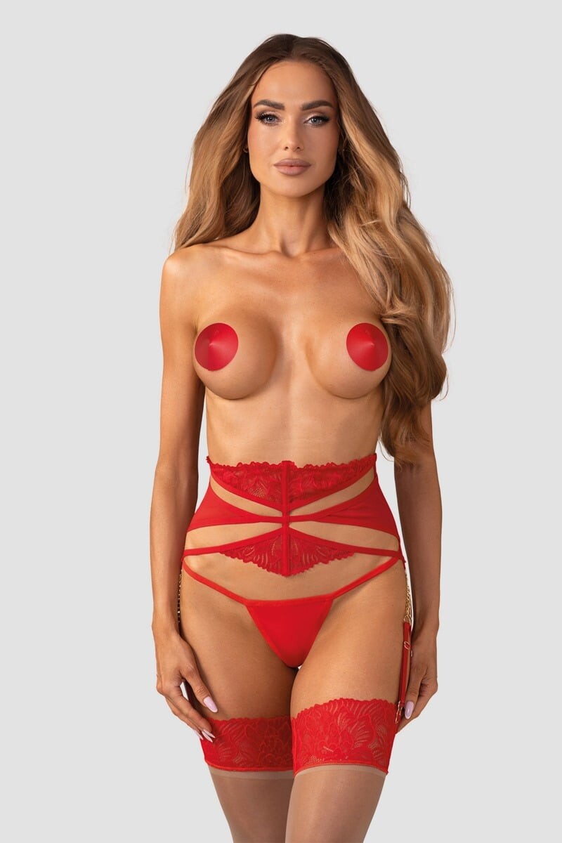 Červený podvazkový pás Matildea